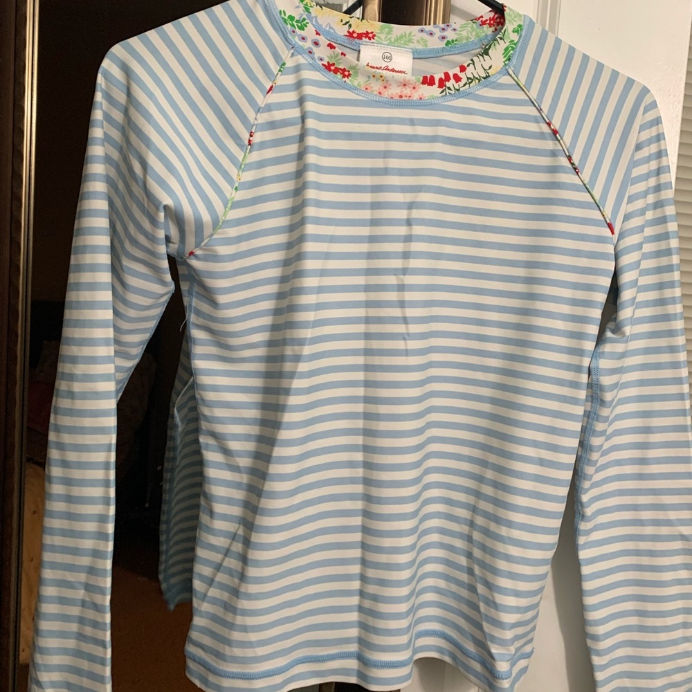 Size 160 Hanna Andersson Blue and white swim top